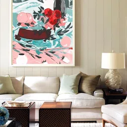 SPACE OF JOY Teal & Pink Canvas Cherry Painting Wall Art-picture-19