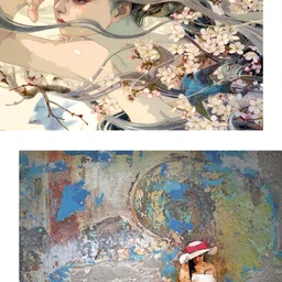 Adventures India Cream-Coloured & Blue 2 Pieces Wooden Abstract Painting Wall Art-picture-15