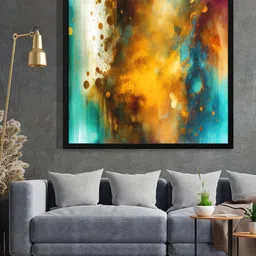 999Store Yellow & Green Abstract Painted Framed Wall Art-picture-19