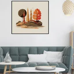 SPACE OF JOY Fresco Landscape Orange Canvas Wall Art-picture-14