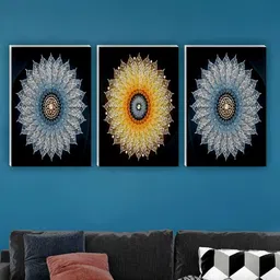 SAF Black & Blue 3 Pieces Butterfly Painting Waterproof Wall Arts-picture-27