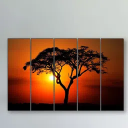 SAF Orange-Colored & Red 5 Pieces UV Textured Natural Scenery Painting-image-78