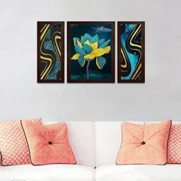 WENS Set Of 3 Blue & Yellow Modern Wall Art-picture-22