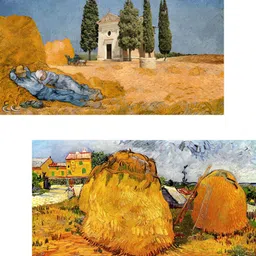 Adventures India Orange & Blue 2 Pieces Wooden Paintings Wall Art-picture-29