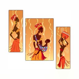 PnF Pink & Blue 3 Pieces Wooden Painting Wall Art-picture-1
