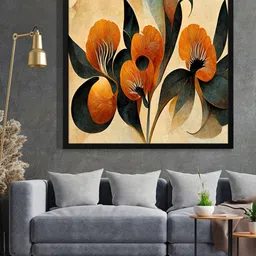 999Store Brown & Green Flower And Leaf Modern Art Painted Framed Wall Art-image-15