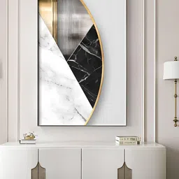 THE HANDMADE FLAIR Crystal Porcelain Grey & White Marble Wall Art-image-77