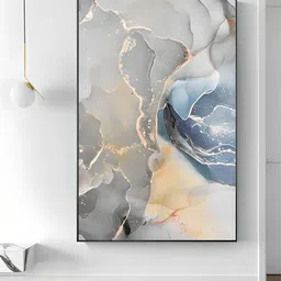 THE HANDMADE FLAIR Grey & Blue Marble Effect Painted Wall Art-picture-20