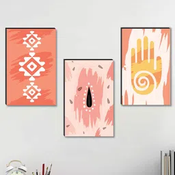 SAF Orange & Pink 3 Pieces Modern Art Wall Painting-image-29