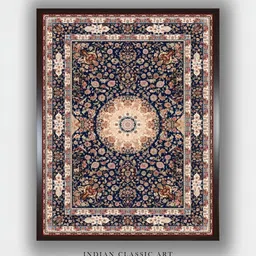 INDIAN CLASSIC ART Cream & Blue Canvas Floral and Botanical Wall Art-picture-41
