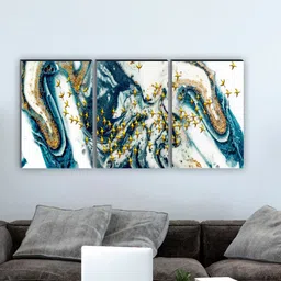 SAF White & Blue 3 Pieces Abstract Wall Arts-picture-21