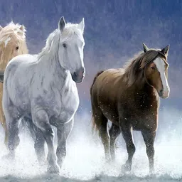 Wallpics Blue & White Running Horses Wall Poster-picture-14