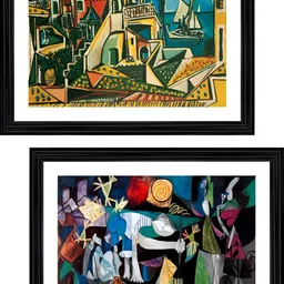 Adventures India Blue & Green 2 Piece Wooden Painting Wall Art-image-42