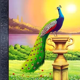PnF Black & Green Peacock Wooden Frame Wall Painting-picture-45