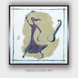 INDIAN CLASSIC ART White & Brown Indian Folk Printed Canvas Wall Art-picture-23