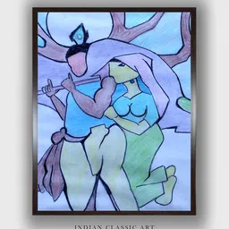 INDIAN CLASSIC ART Lavender & Green Indian Folk Printed Canvas Wall Art-picture-31