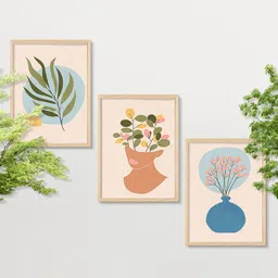 SAF Pink & Blue 3 Pieces Modern Wall Art-picture-20