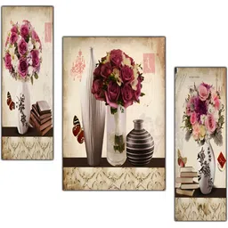 PnF Red & Beige 3 Pieces Floral and Botanical Wooden Painting Wall Art-picture-29