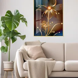 THE HANDMADE FLAIR Blue & Beige Floral Painting Wall Art-picture-17