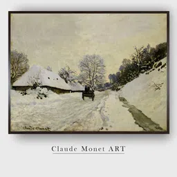 The Art House White & Black Flowers at Vetheuil Canvas Painting Framed Wall Art-image-15