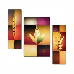 PnF Brown & Green 3 Pieces Wooden Floral and Botanical Wall Art image 1