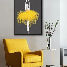 999Store Modern Grey & Yellow Dancing Lady Painting Wall Art-picture-20