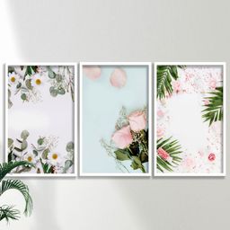 SAF 3-Pcs White & Blue Modern Boho Painting Framed Wall Art-picture-5