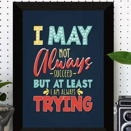SAF Black & Navy Blue Motivational Painted UV Textured Framed Wall Art-picture-19