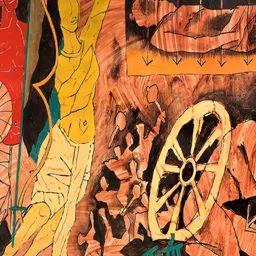 Adventures India Orange & Black Wooden Painting Wall Art-picture-18