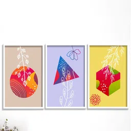 SAF Blue & Green 3-Pieces Modern Boho Art Printed Framed Wall Art-picture-31