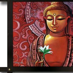 PnF Red & Yellow Religious Wooden Painting Wall Art-picture-12