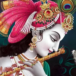 British Terminal Green & Red Lord Krishna Wall Painting Sticker-picture-39