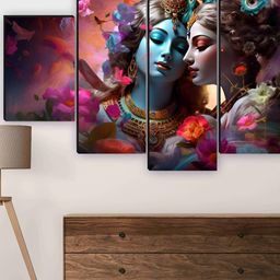 SAF Blue & Pink 5 Pieces Wooden Radha krishna Wall Arts-picture-18