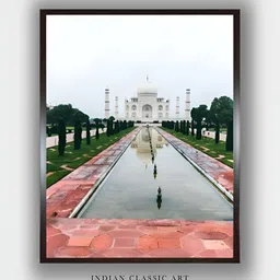 INDIAN CLASSIC ART White & Green Wooden Taj Mahal Wall Art-image-80