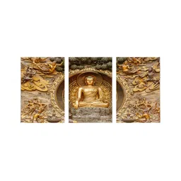999Store Brown & Gold Toned 3 Pieces Religious Canvas Wall Arts-image-64