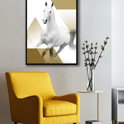 999Store White & Brown Running Horse PaintingWall Art-picture-38
