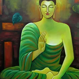 Wallpics Green & Brown Buddha Printed Religious Wall Poster-picture-37