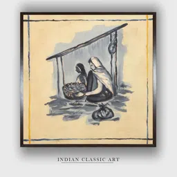 INDIAN CLASSIC ART Beige & Grey Indian Folk Painting Wall Art-picture-11
