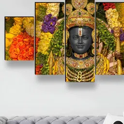 SAF Yellow & Black 5 Piece Synthetic Wooden Religious Paintings Wall Art-picture-37