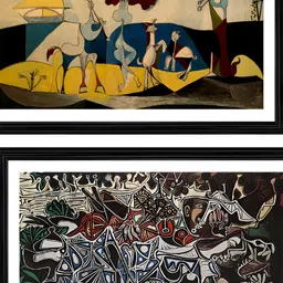 Adventures India Black & White 2 Pieces Wooden Painting Wall Art-picture-32