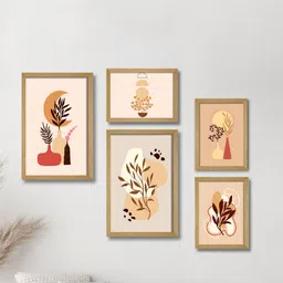 SAF Brown & Beige 5 Pieces Abstract Painting Wall Arts-picture-35