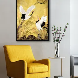 999Store Modern Yellow & White Sawan Birds Flying Painting Wall Art-picture-41