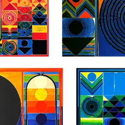 Adventures India Blue & Red 4 Pieces Abstract Wooden Painting Wall Art-picture-20