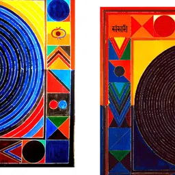 Adventures India Blue & Red 2 Piece Abstract Wooden Painting Wall Art-picture-32