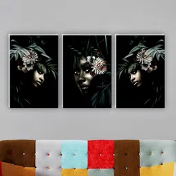 SAF Black & Green 3 Pieces Painting Waterproof Wall Arts-picture-26