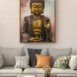 999Store Black & Gold Gautam Buddha Painting Framed Wall Art-picture-11