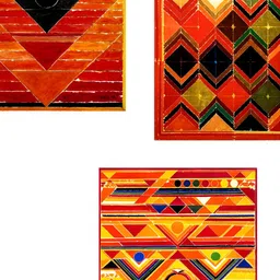 Adventures India Red & Black 3 Pieces Wooden Painting Wall Art-image-82