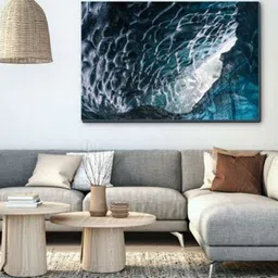SPACE OF JOY White & Blue Abstract canvas Painting Wall Art-picture-30
