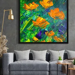999Store Green & Blue Floral Painting Framed Wall Art-picture-32