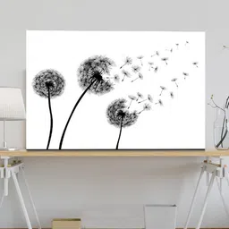 SPACE OF JOY White & Black Dandelion Seeds Canvas Painting Wall Art-picture-39